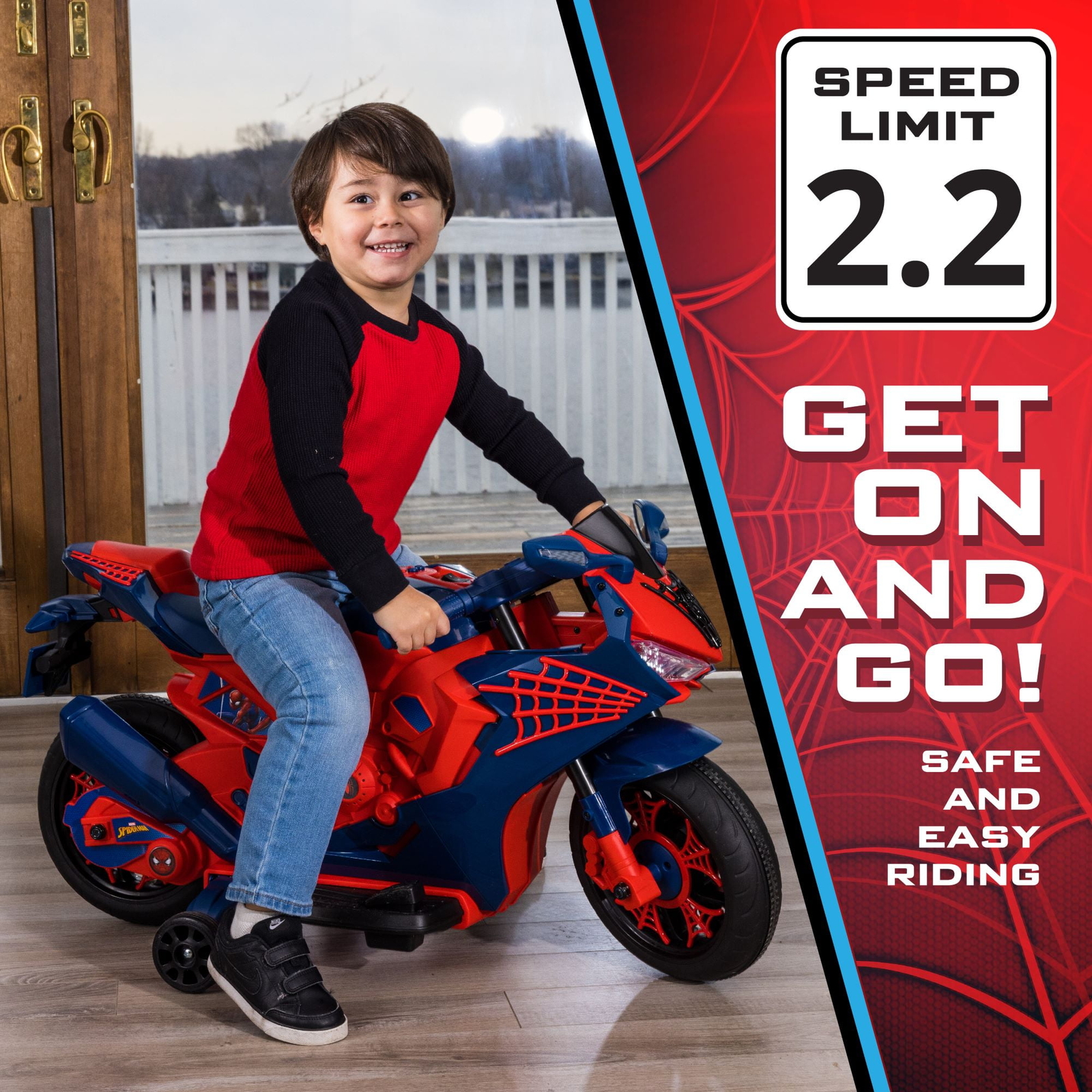 Kids Motorcycle Ride On Spiderman Design 6V Rechargeable Battery Ideal Gift NEW