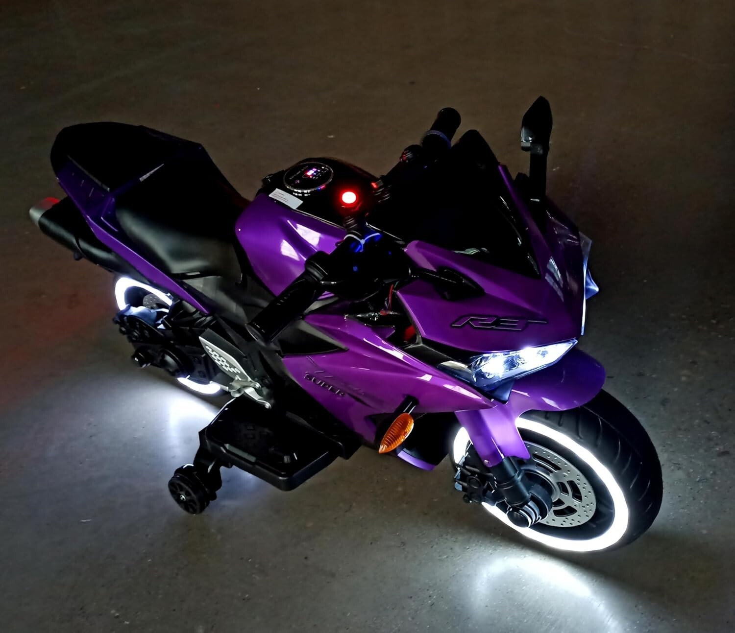 Kids Electric Motorcycle with Trainning Wheels for 3-8 Years Boys Girls,Purple