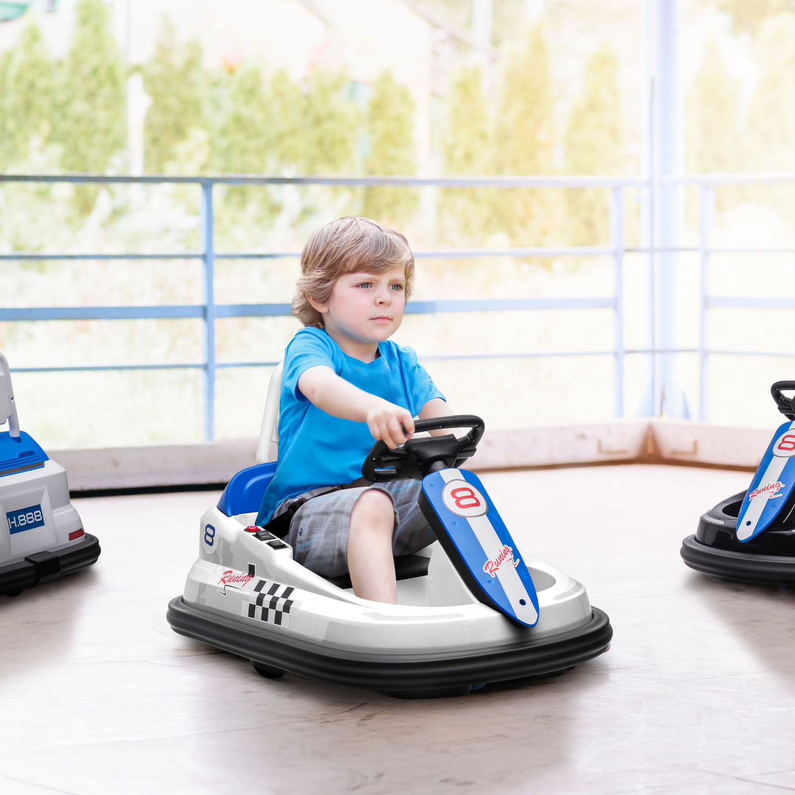 Bumper Car for Kids, 360° Rotation 6V Electric Ride On Bumper White