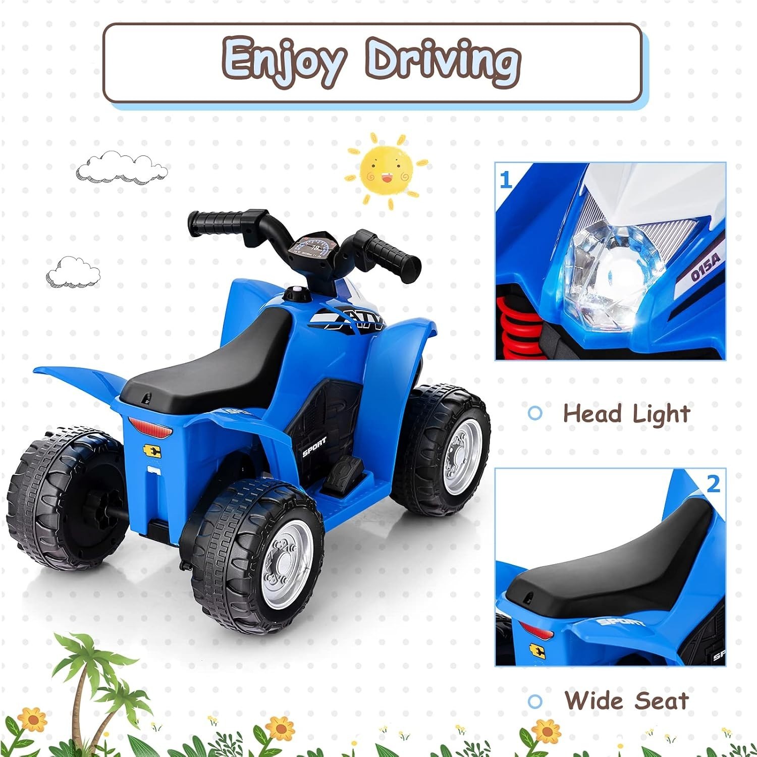 Kids 4-Wheeler Toy ATV with LED Lights – Safe & Exciting Ride On Experience
