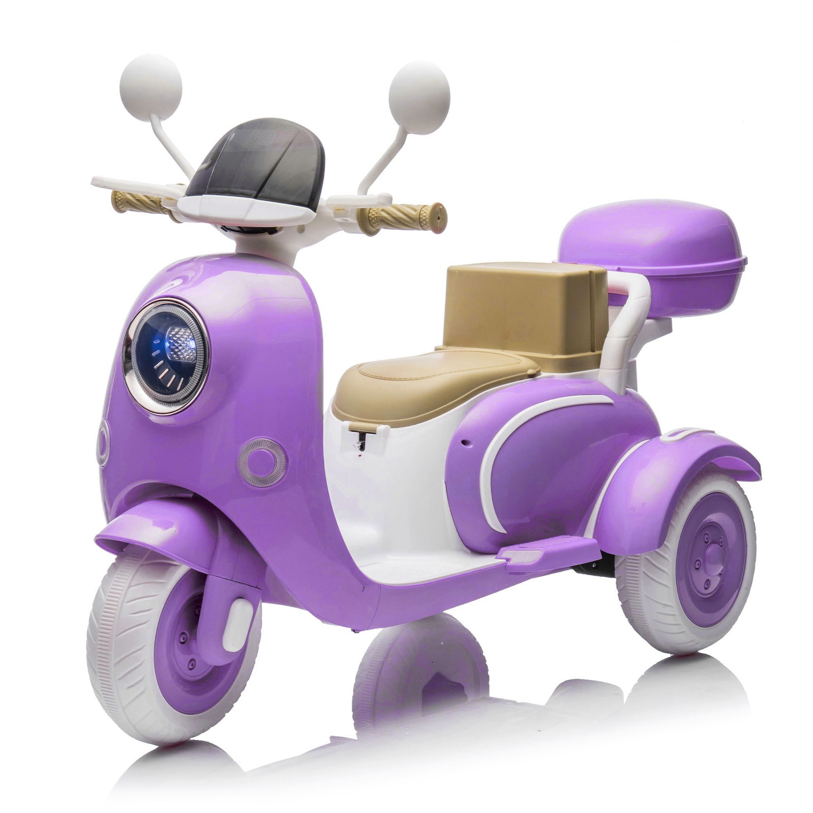 12V Two Motors Kids Ride On Level Up Two-seater 3 Wheel Toy for Kids 3-6 Purple