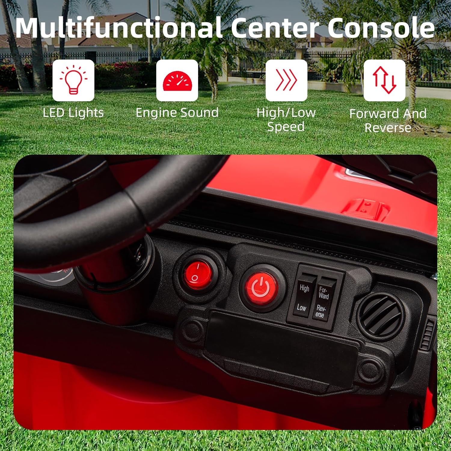 12V Kids Ride On Truck w/ Remote, 2 Speeds, Spring Suspension, LED Lights – Red