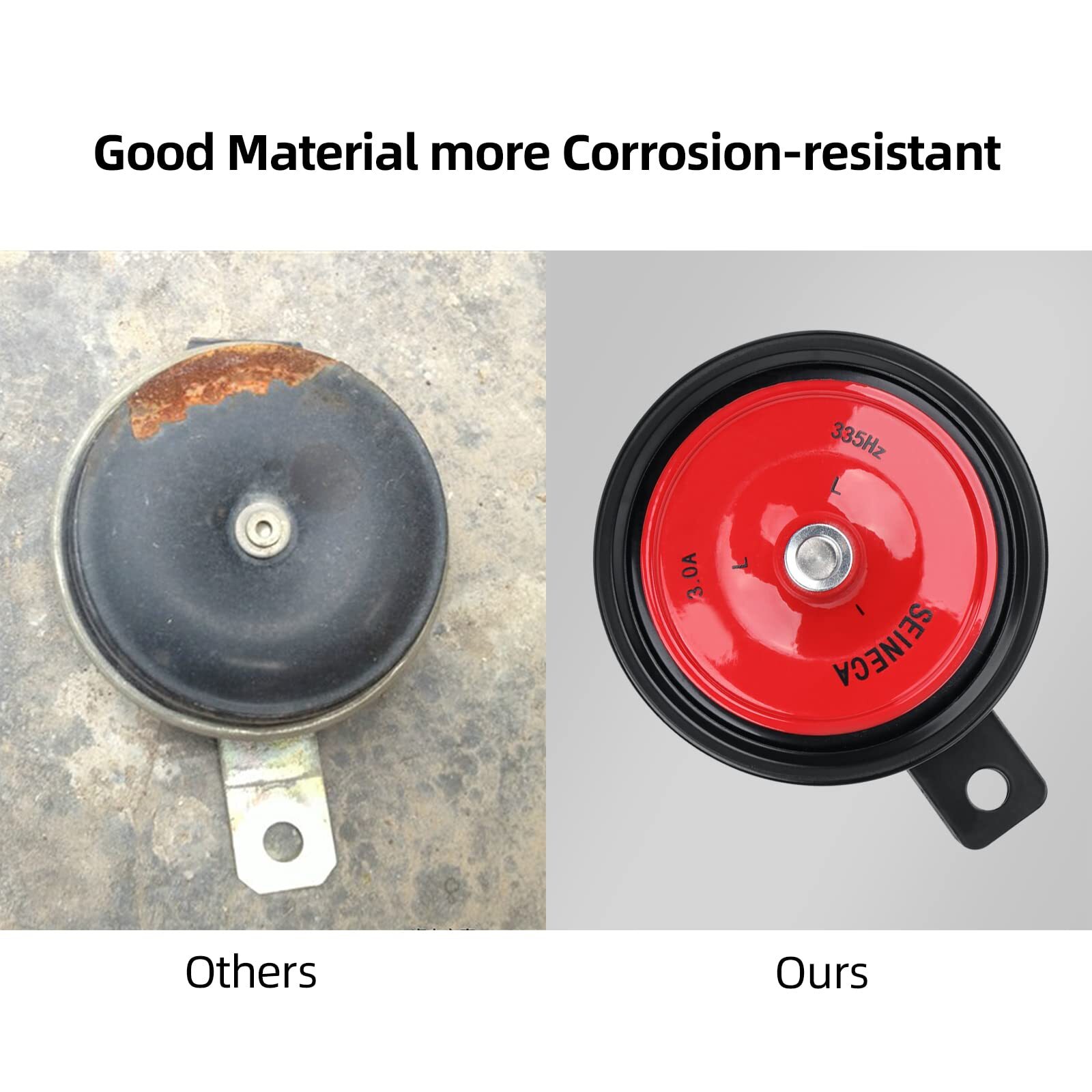Red & Orange 12V 125db Universal Electric Car Horn Kit Waterproof Round Loud