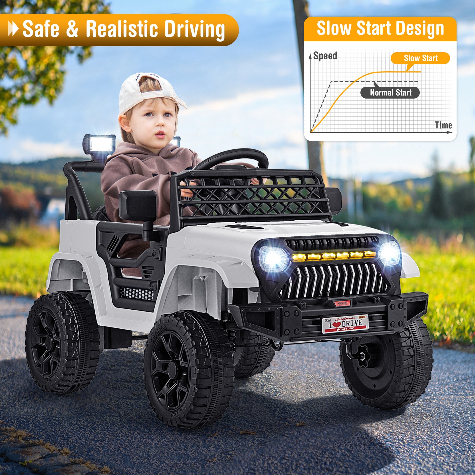 12V Kids Ride on Truck Car Battery Powered Toddler Electric Vehicle w/ 3 Speeds