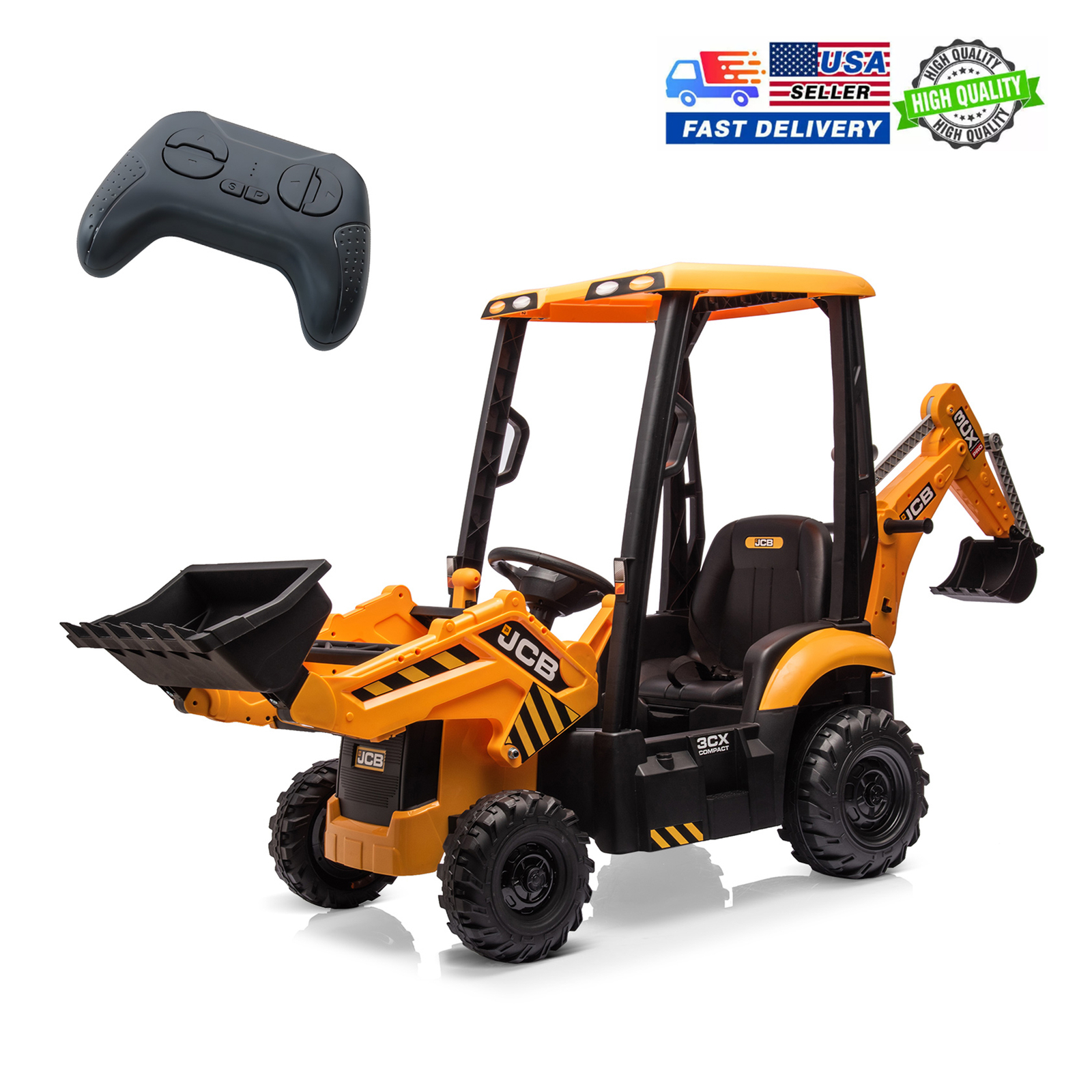 12V Kids Ride on Excavator & Bulldozer 4 in 1 Electric Vehicle Battery Powered