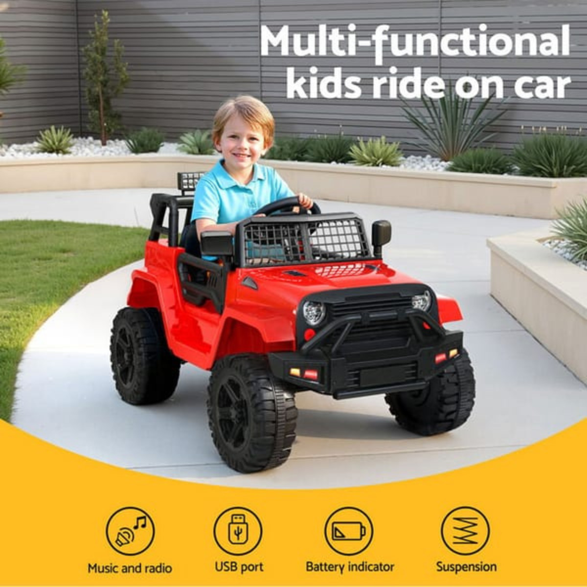 Kids Electric Car 12V Ride On Jeep Battery Powered Remote Control Red