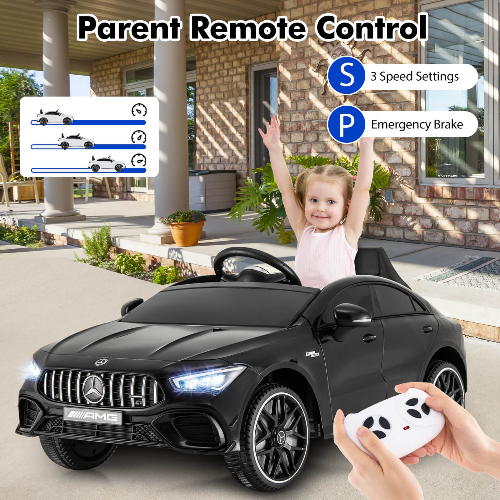 12V Kids Ride on Car w/Remote Rocking Function Transport Wheels Lights & Music