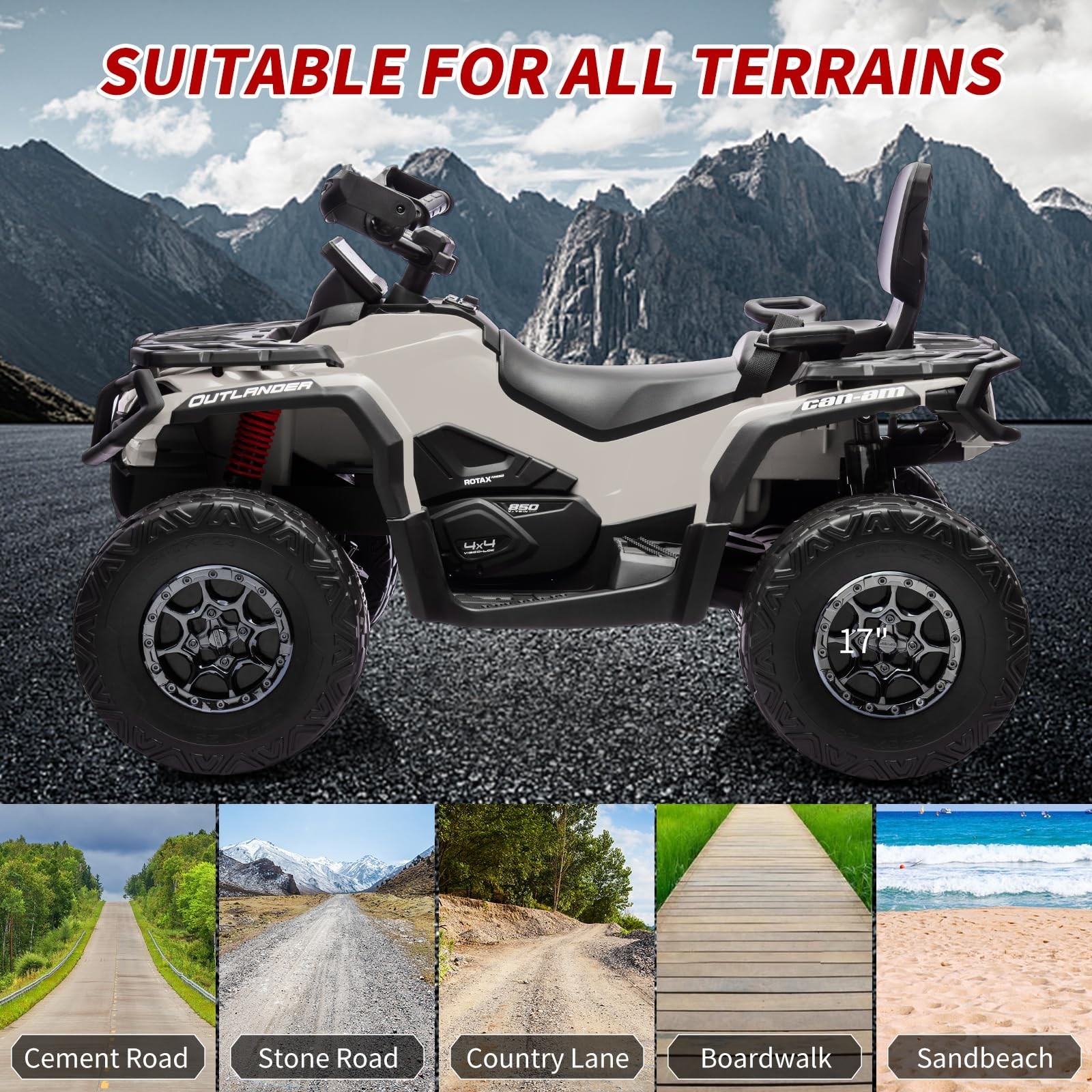 Electric Ride On ATV Licensed Can-Am For Kid 2 Seaters 24V Ride On Car Bluetooth