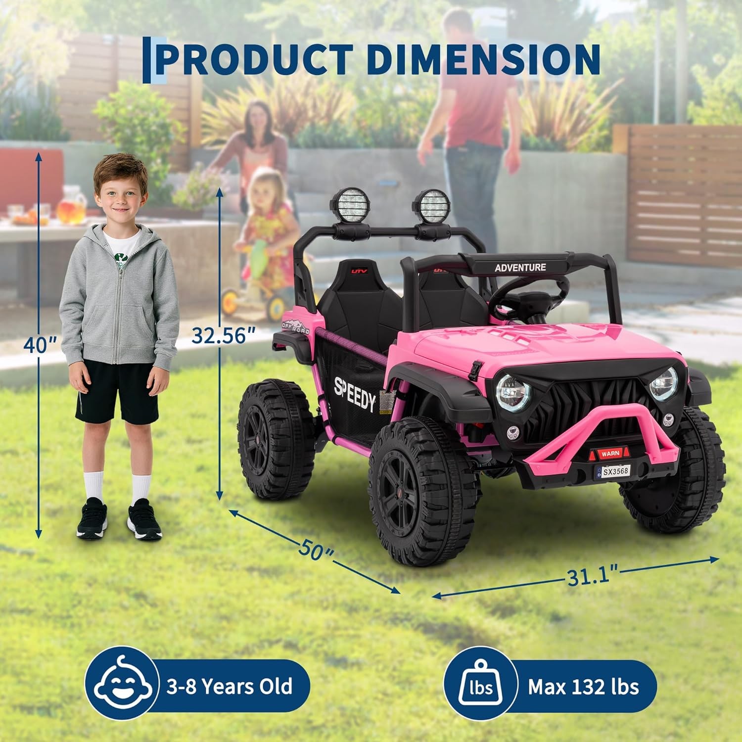 Ride on Toys for Kids,Ride on Truck w/ RC,2 Seater Electric Car for Toddlers 4-8