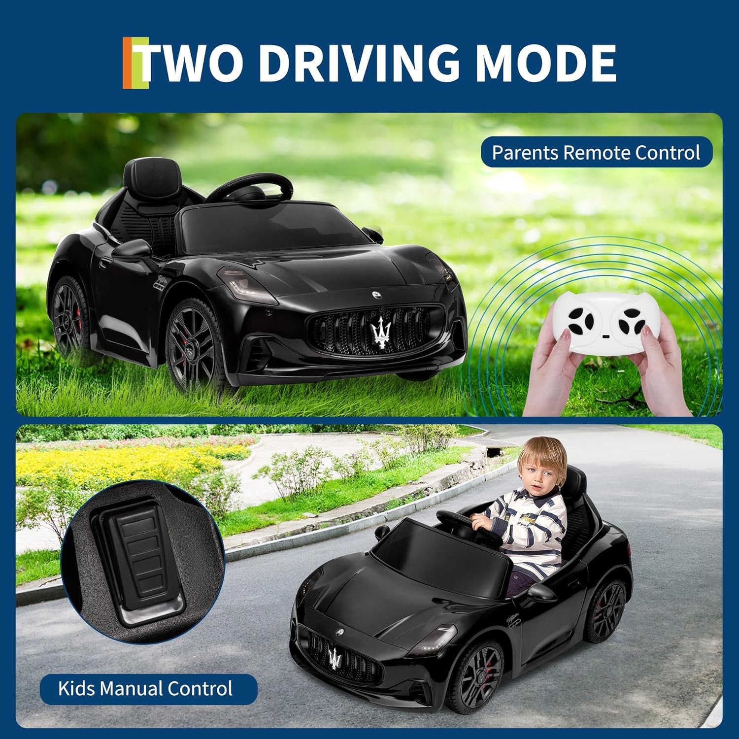 12V Licensed Maserati Ride-On Vehicle for Kids, Remote Control, High/Low Speed