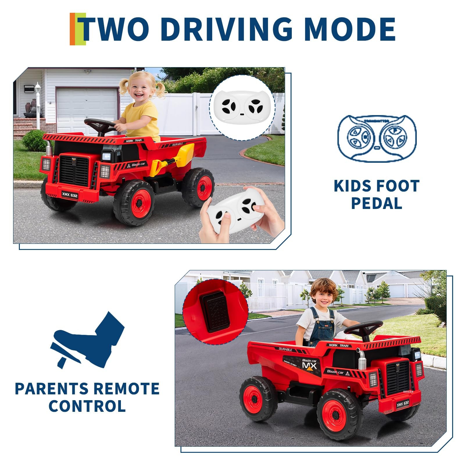 Garvee 12V Ride On Dump Truck for Kids, Ride On Car with Remote Control