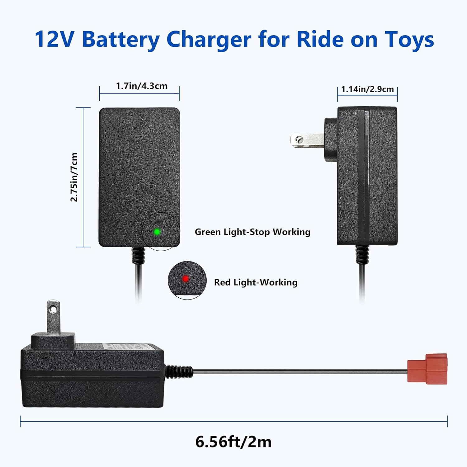 12 Volt Battery Charger for Kids ATV Ride on Toys, Fit for BMX X6, Kid TRAX GMC,