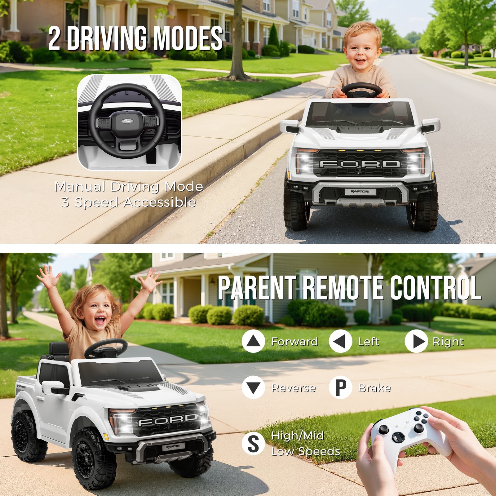 Ford F150 12V Ride On Toy Car Raptor Electric Powered Truck Remote Control
