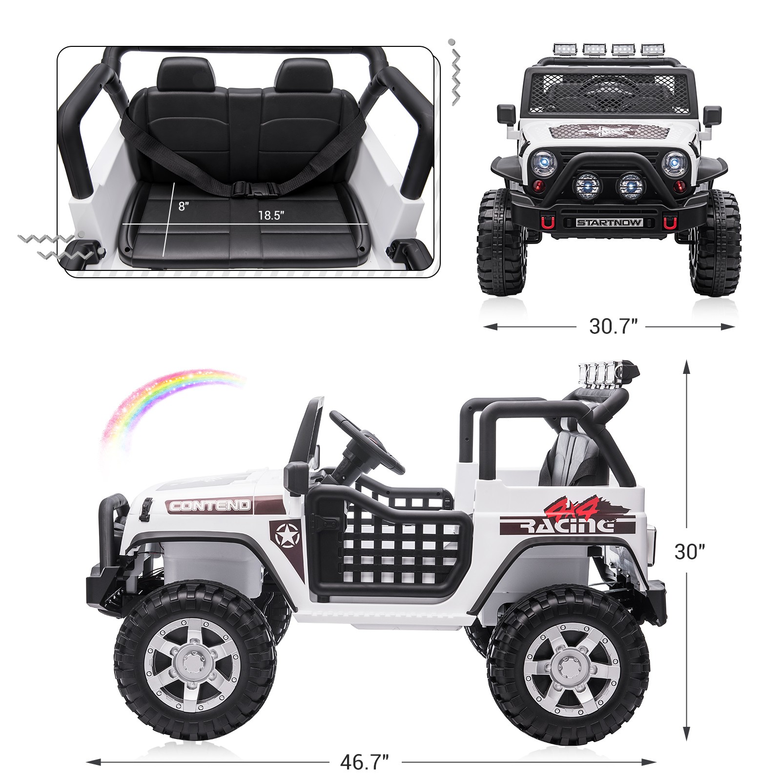 12V 2 Seater Kids Ride On Car Electric Truck Jeep w/Parental Remote Control US