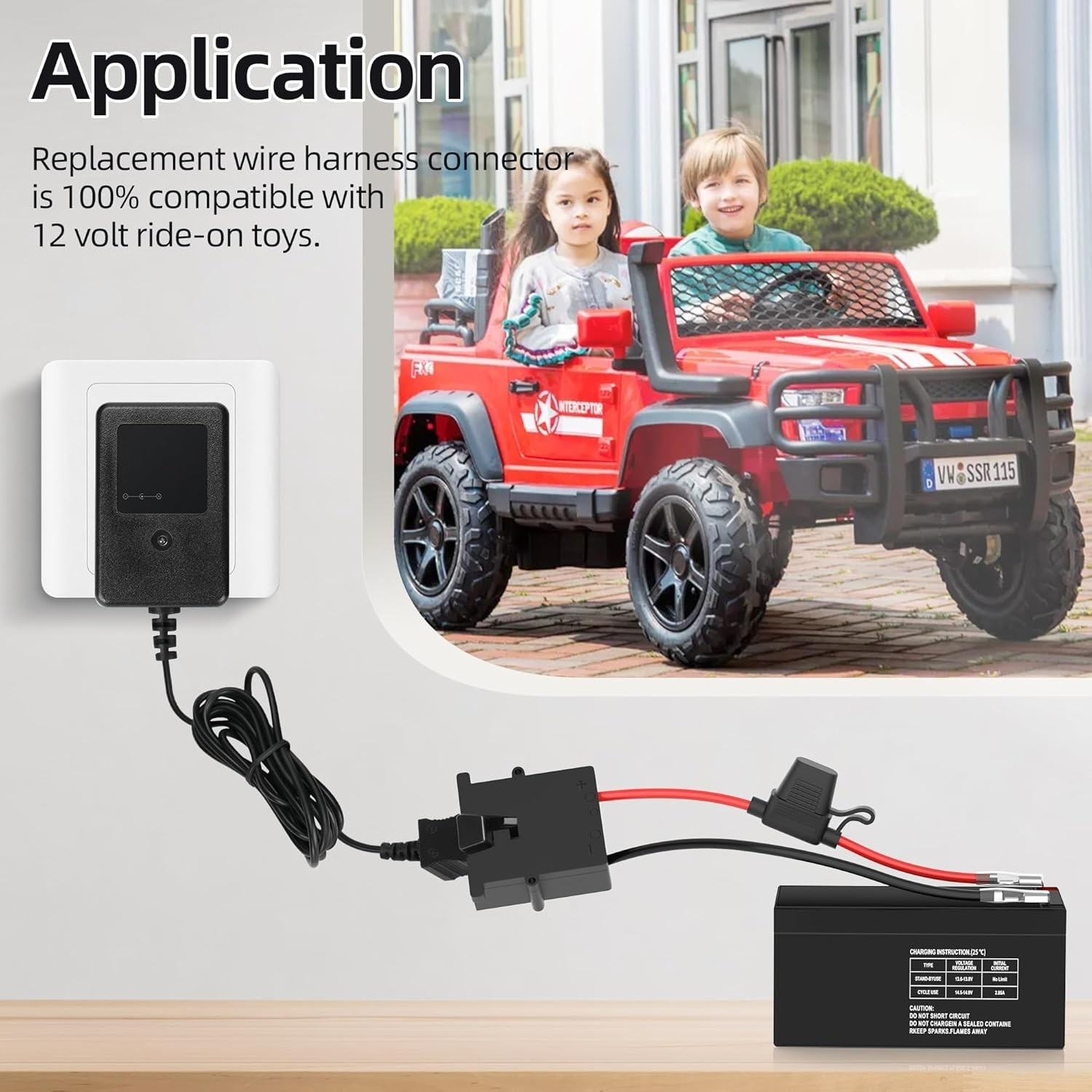 Replacement Wire Harness Connector 12 Volt Power Wheels Battery with 12 AWG W…