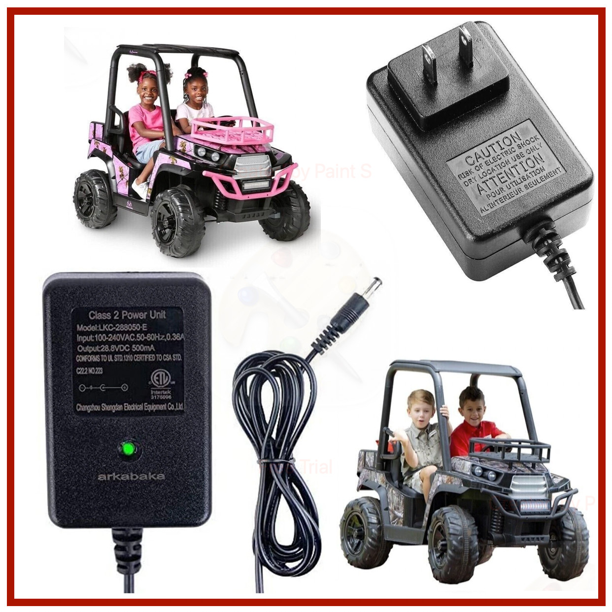 24V AC Power Adapter for Dynacraft Realtree UTV Ride on 4×4 Real Tree Buggy Dyna