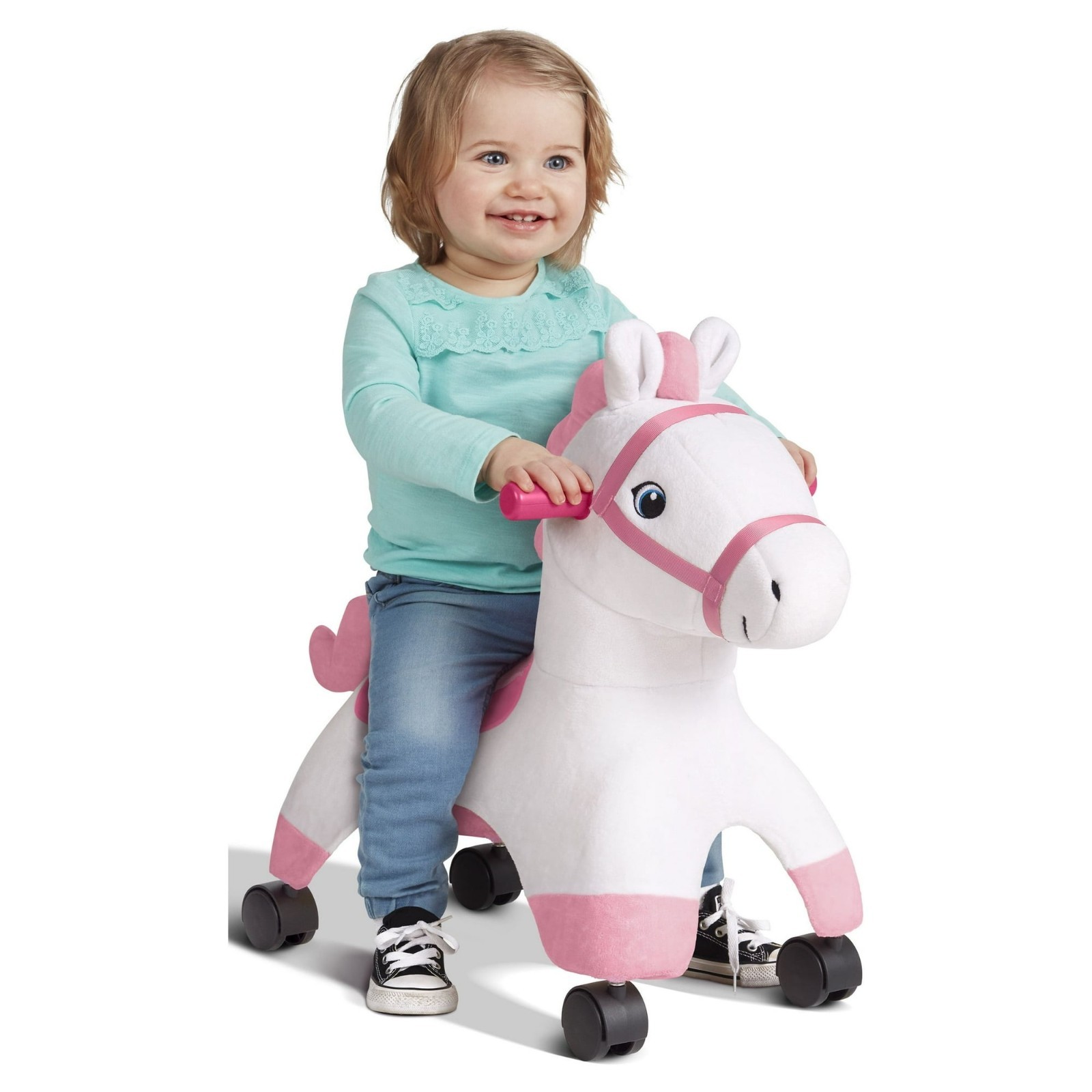 Radio Flyer, Boots: Rolling Pony, Plush Caster Ride-on Horse for Girls and Boys