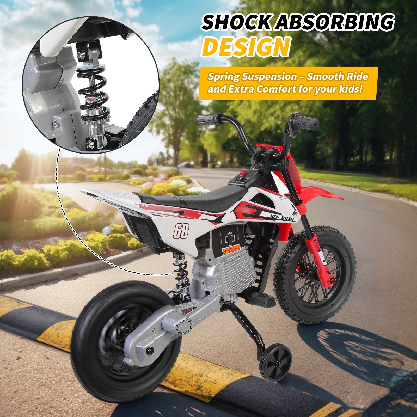 12V Kids Ride on Motorcycle w/ Twist Grip Throttle 2 Training Wheels Kids Gift-