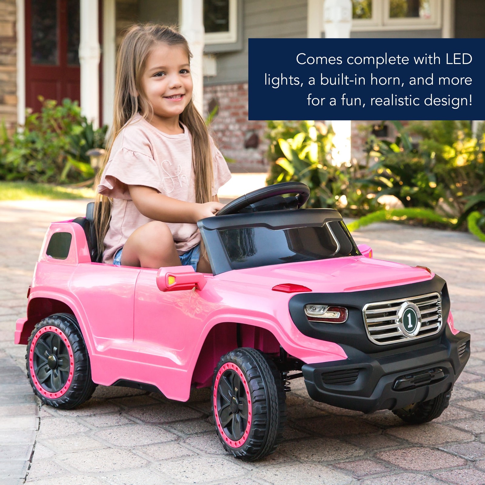 BCP- 6V Kids Ride On Car Truck w/ Parent Control, 3 Speeds, LED- Pink