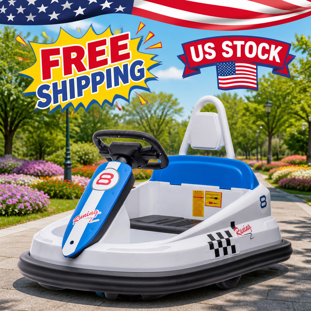 6V Kids Electric Bumper Car for Toddlers, Spin 360°, Forward/Reverse Music