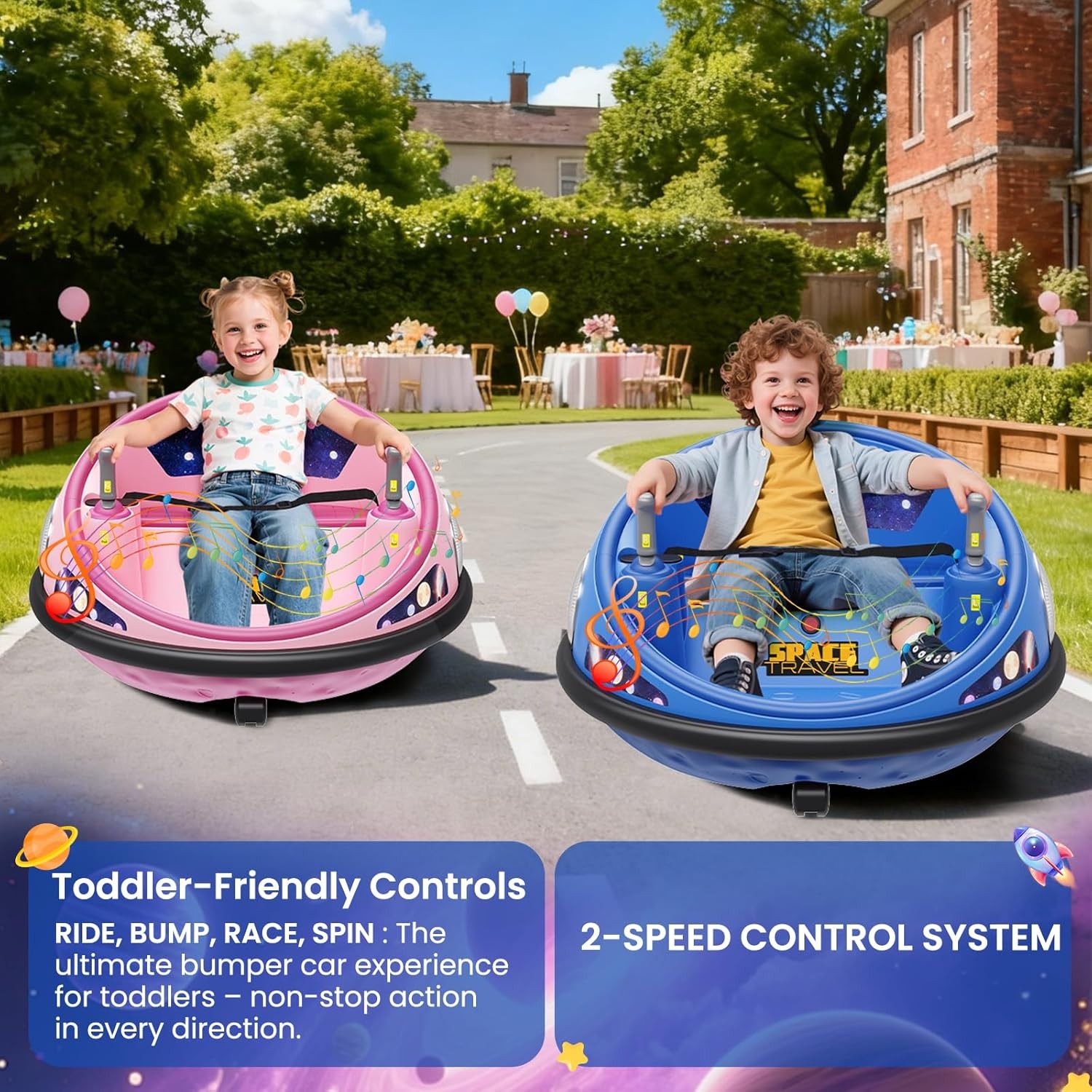 12V Electric Toddler Ride On Bumper Car Toy 360 Spin Remote Control LED Lights