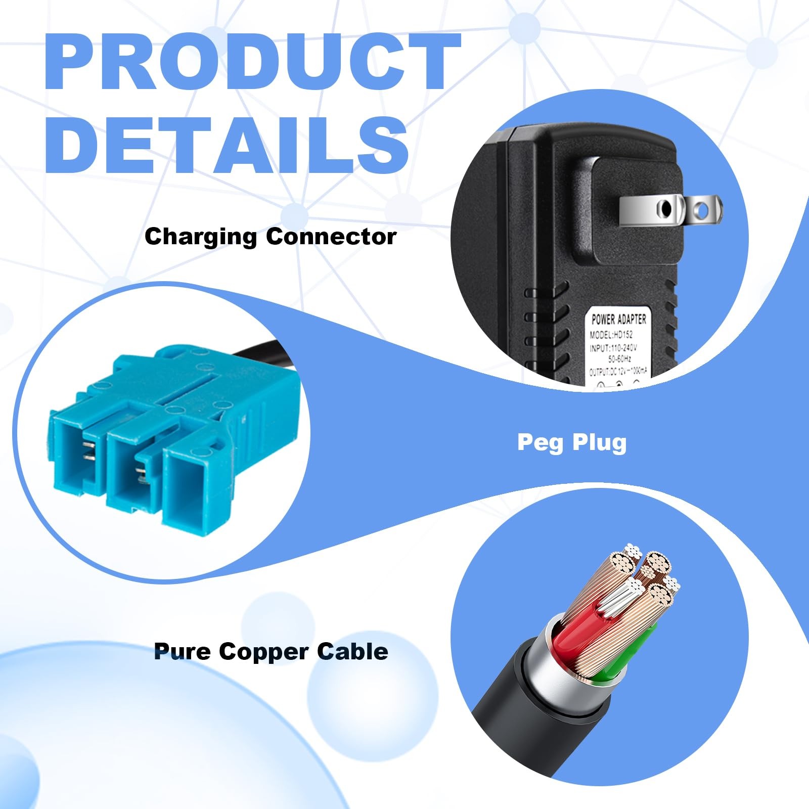 12V Battery Charger for 12V Peg-Perego Battery John Deere Ground Force Tracto…