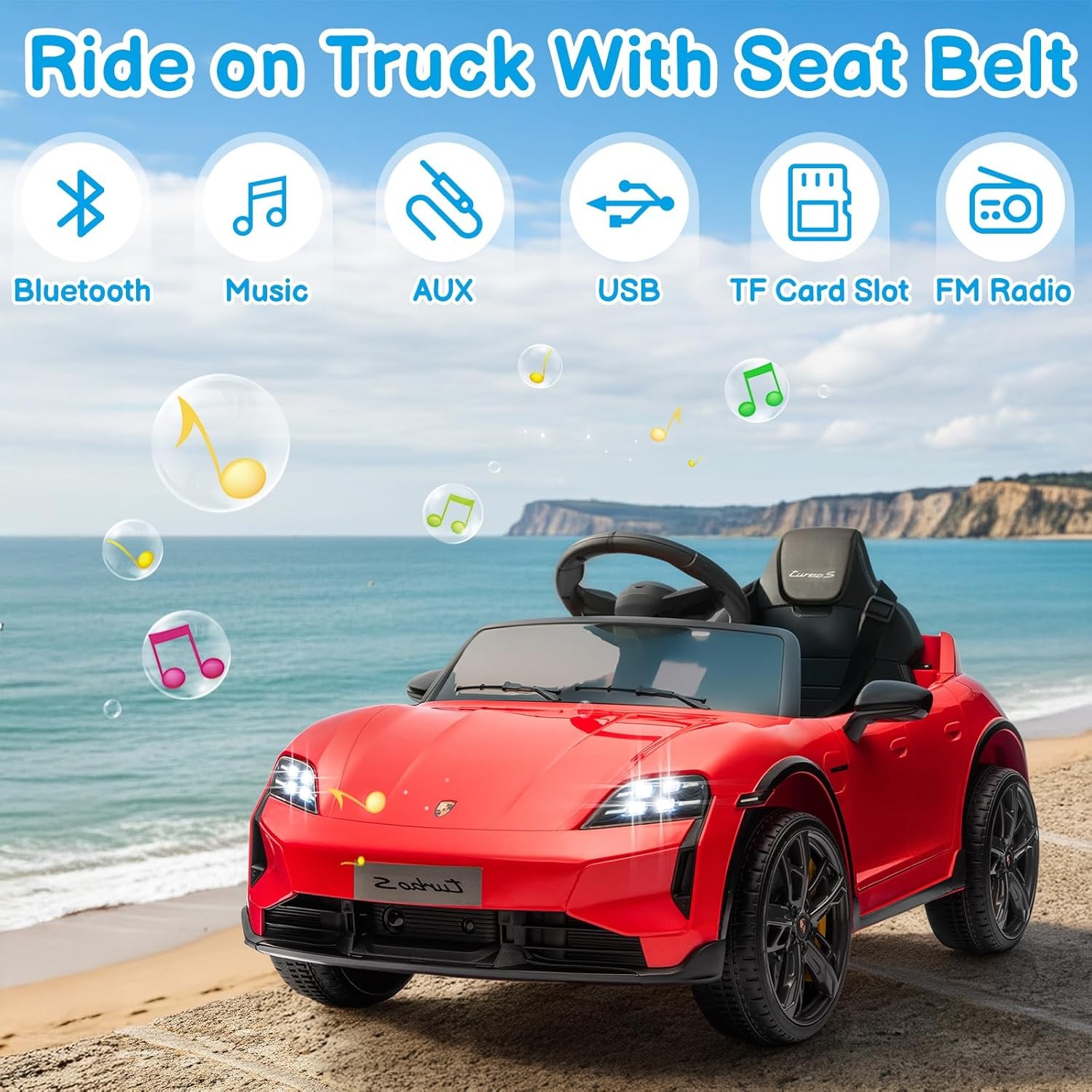 12V Kids Ride on Car, Licensed Porsche Taycan Electric Car w/Remote for Toddlers