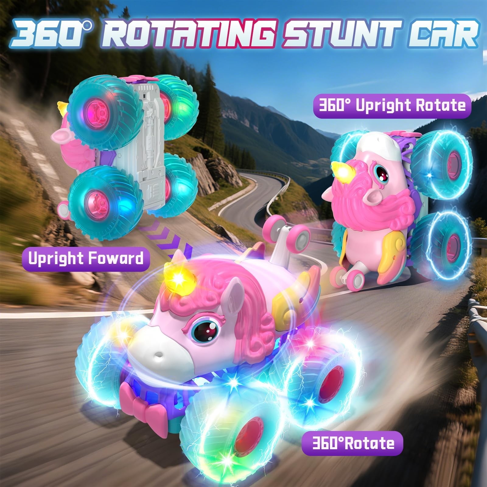Lehoo Castle Remote Control Car for Girls 360° Rotating, Unicorn Monster Tr