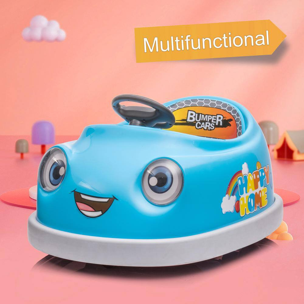 12-Volt Bumper Car Dual Drive for Kids 1-6-Years Old Electric Car W/Pushrod Dinn