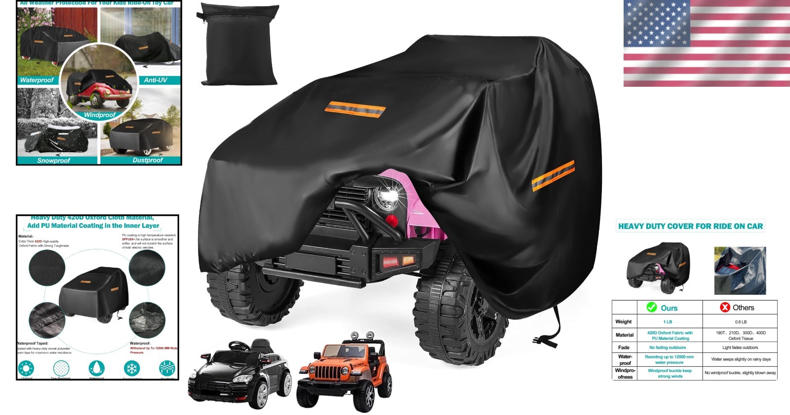 Waterproof Kids Toy Car Cover, UV Resistant, Universal Fit