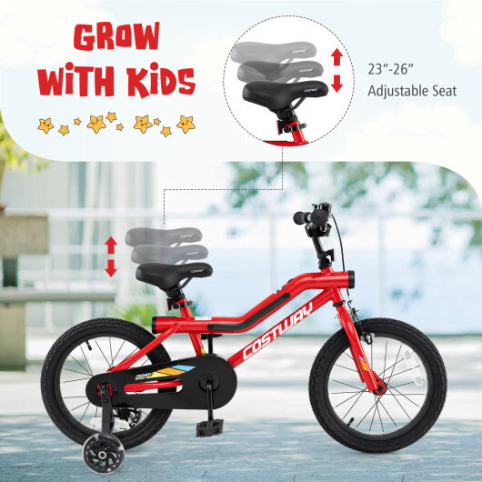 Patented 16 Inch Kids Bike with LED Lights Adjustable Carbon Steel Bicycle for 4