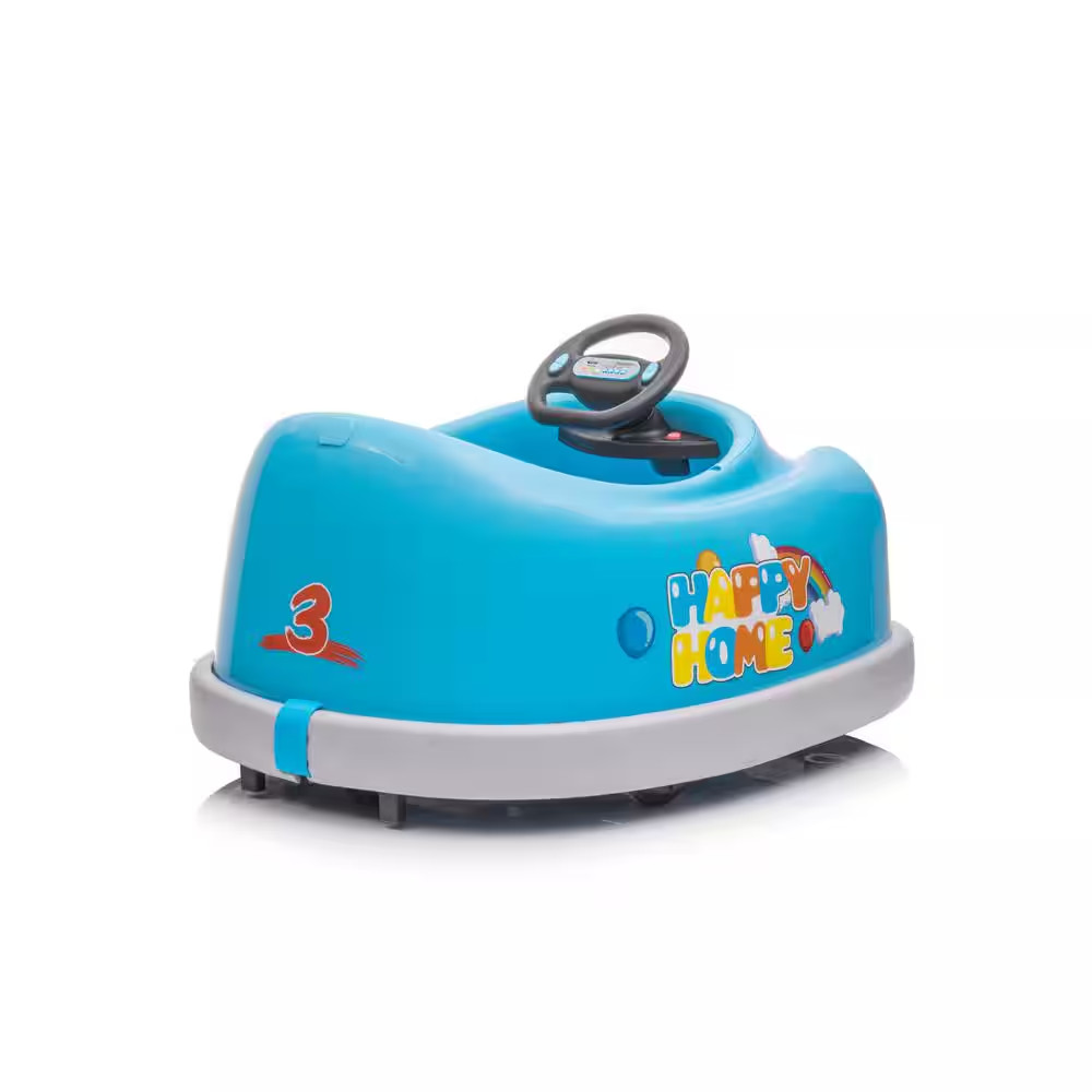 12-Volt Bumper Car Dual Drive for Kids 1-6-Years Old Electric Car W/Pushrod Dinn