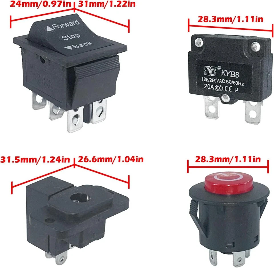 14PCS Set of Switch Kit for Power Wheels Kid’S Ride on Toys Replacement Parts, F
