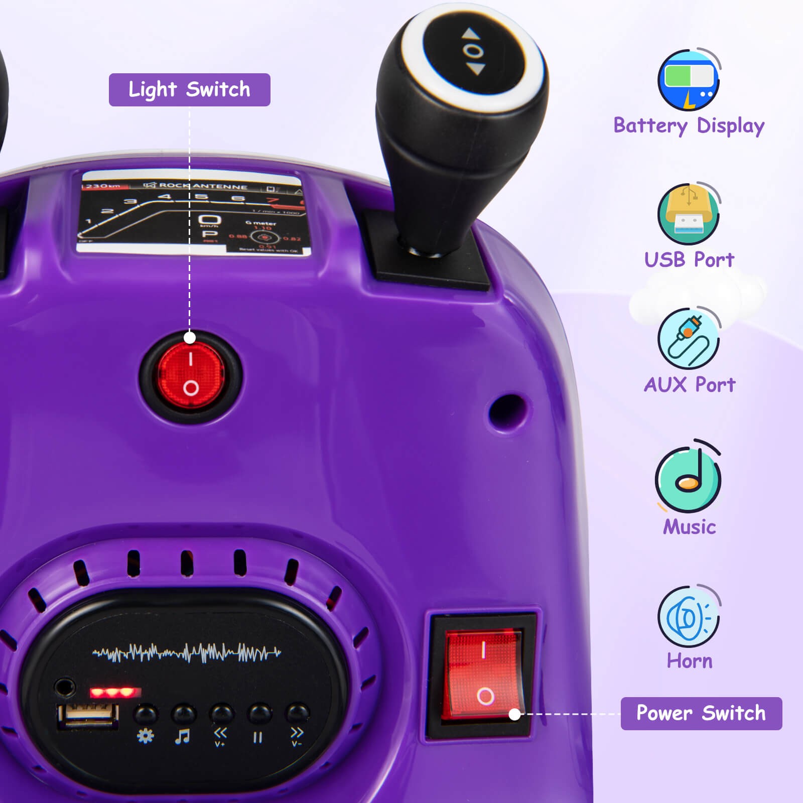 12V Kids Ride On Bumper Car Electric Toddlers Vehicle with Remote Control Purple