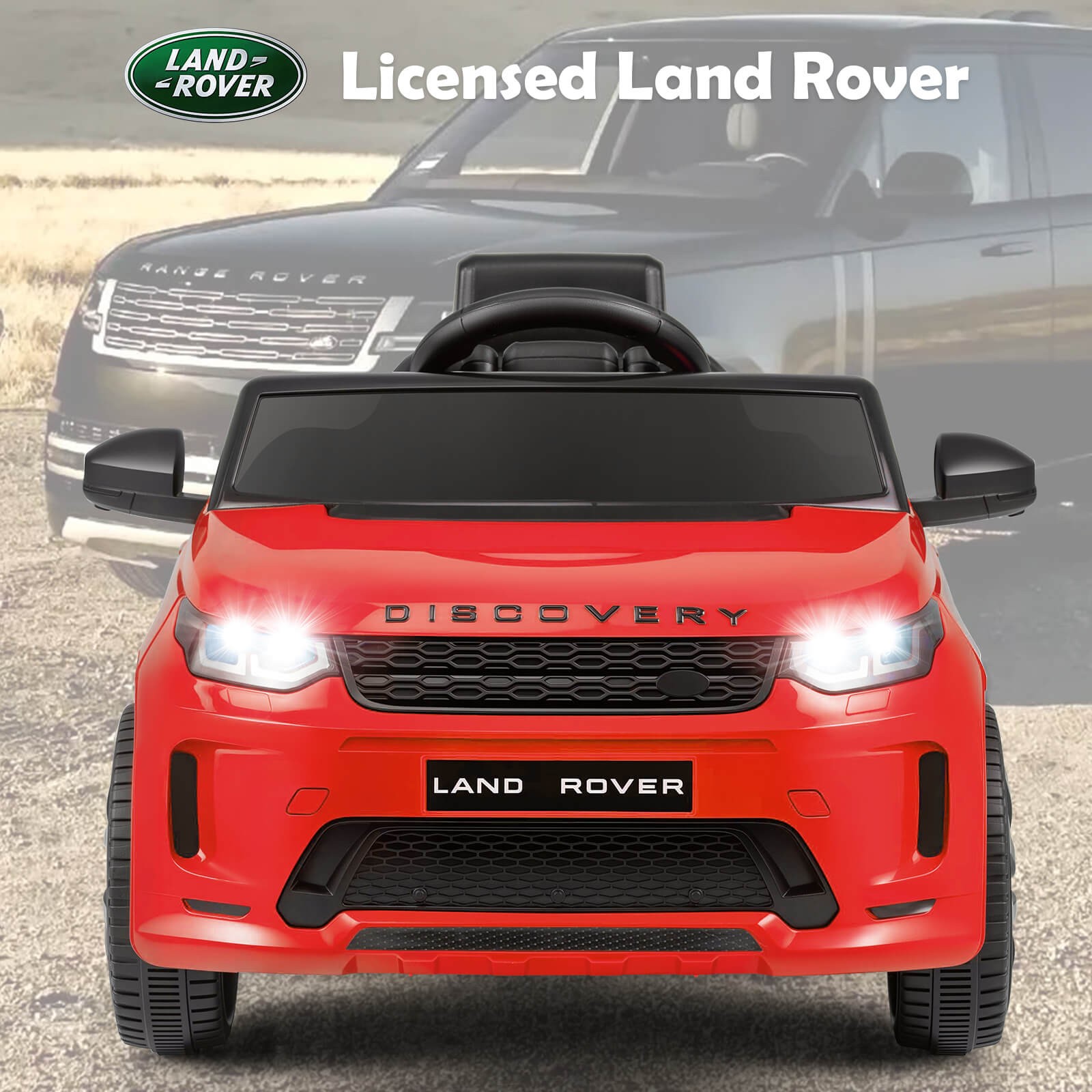 Licensed Land Rover Kids Ride on Car w/Remote Control, LED Lights, Music, Horn