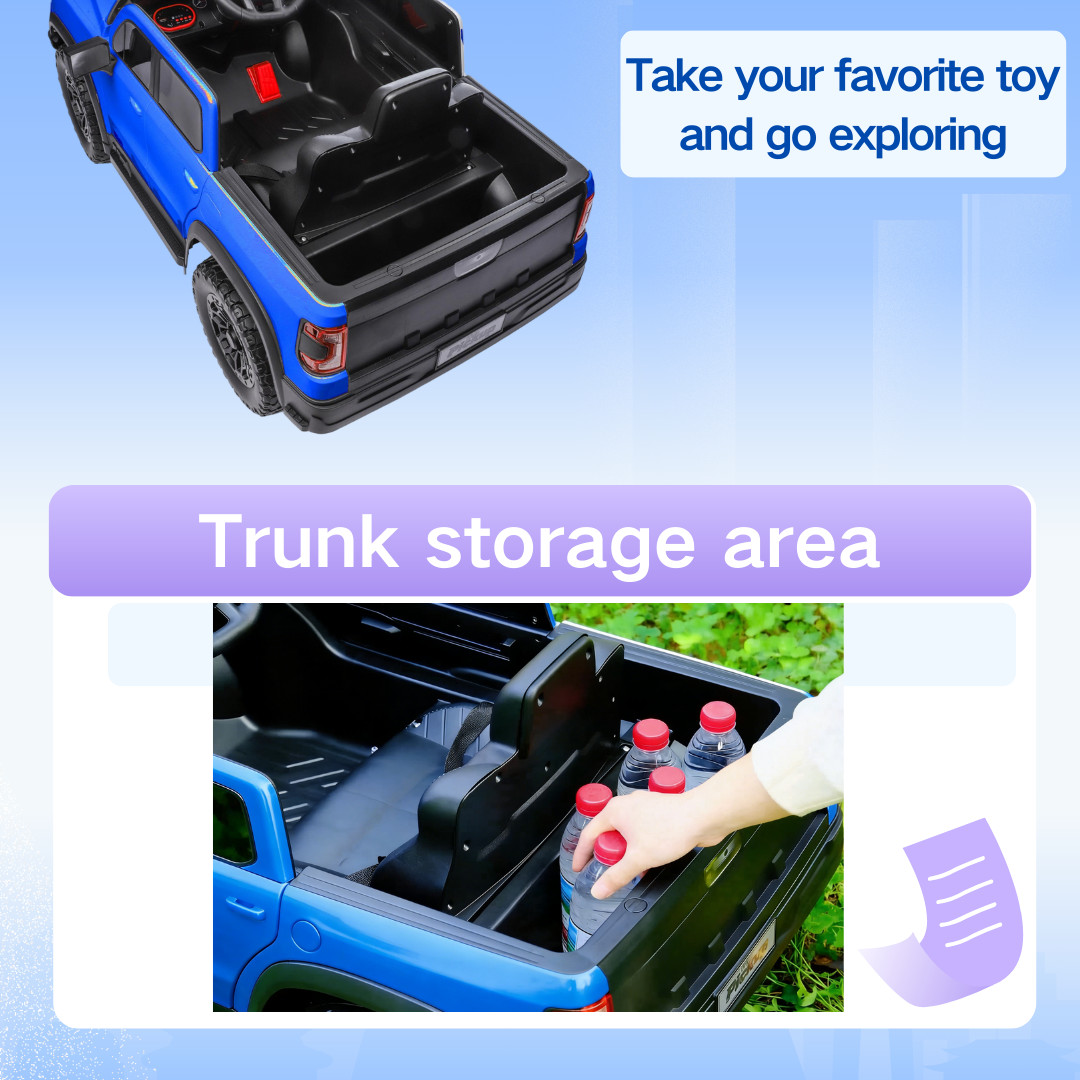 12V Kids Ride-On Car Remote Control, 4-Wheel Shock Absorption 3-6 Years Blue