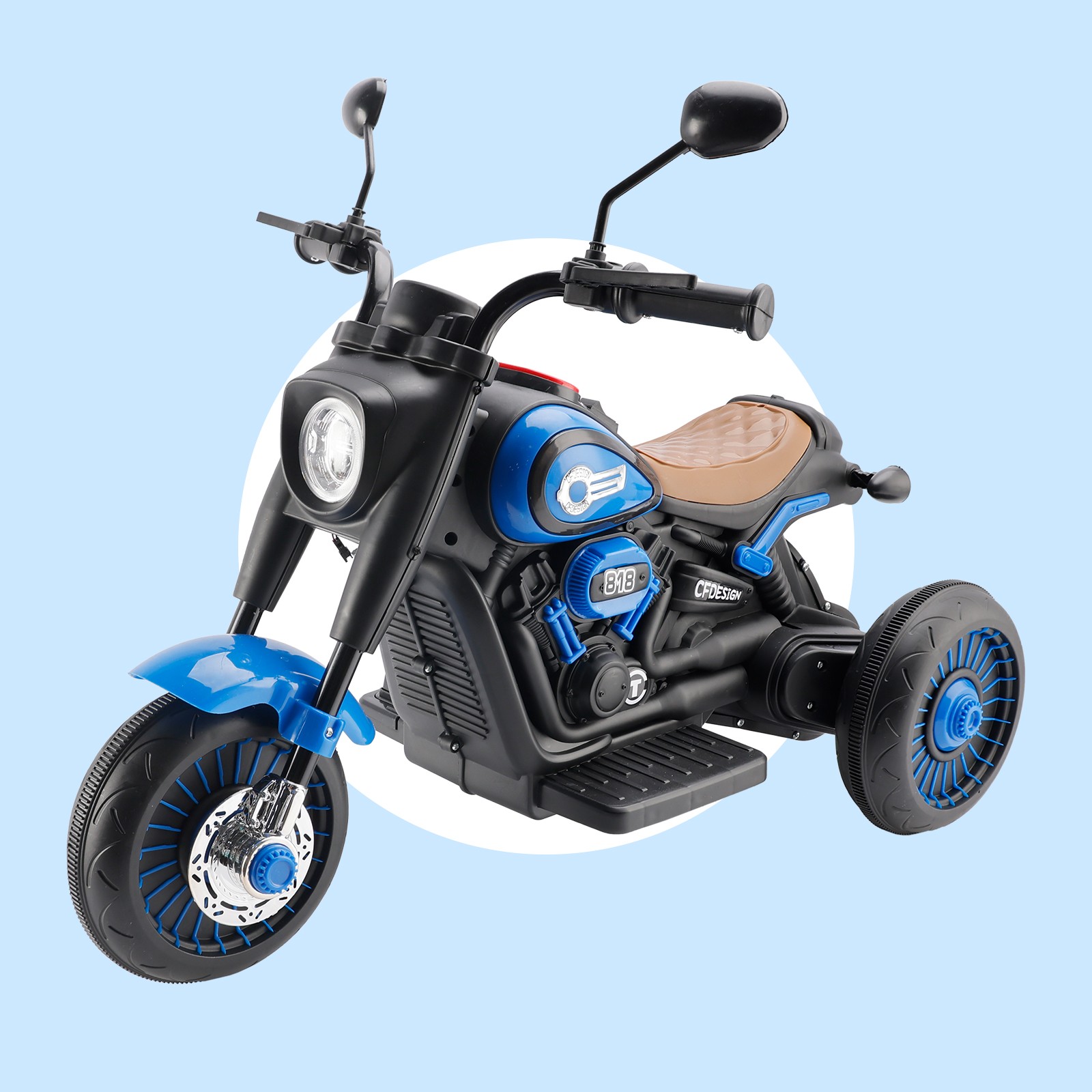 3Wheel 6V Kid Ride On Motorcycle Electric Toy With Colorful Light And Music BLU