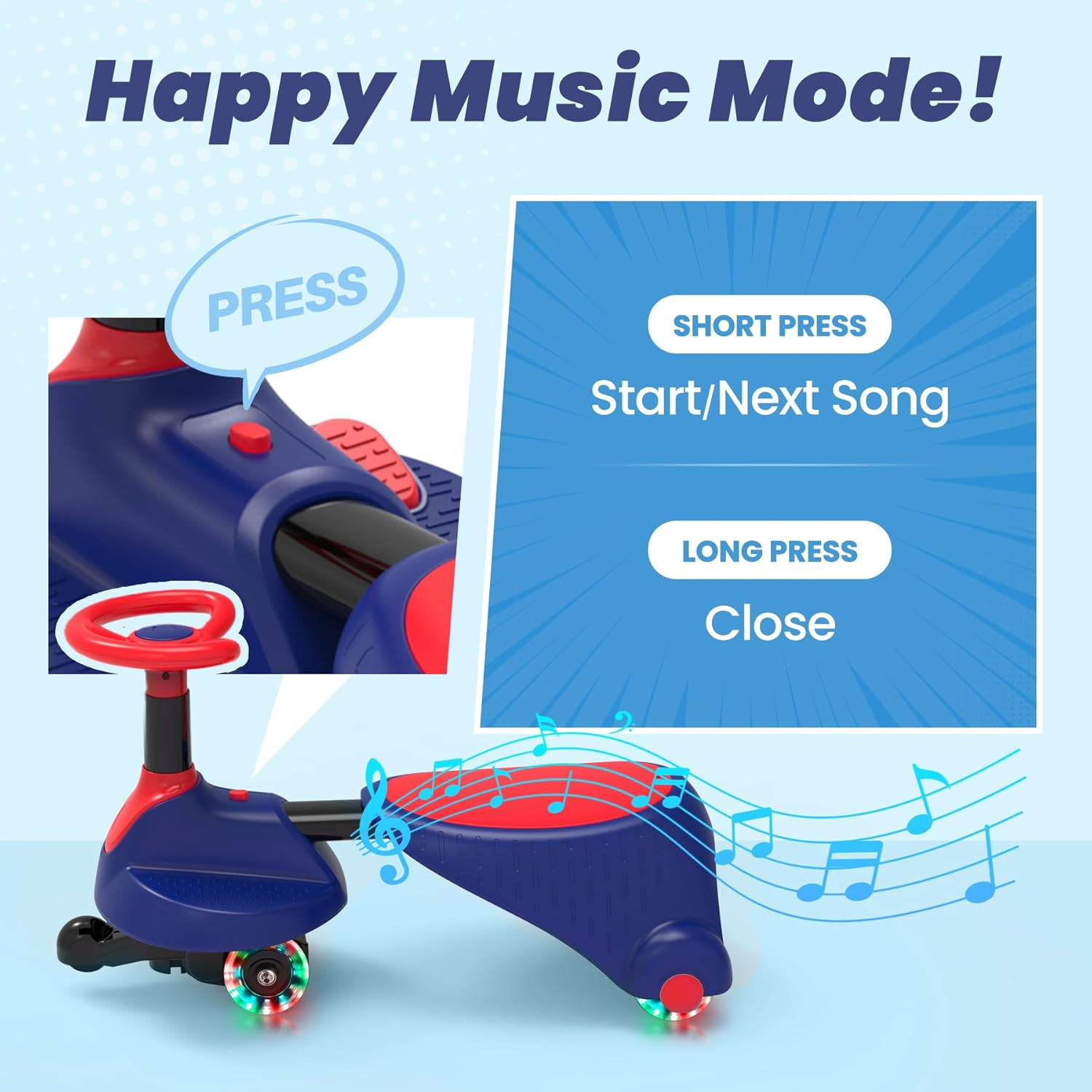 Electric Wiggle Car for Kids,6V Wiggle Car with LED Flashing Wheels & Music Spea
