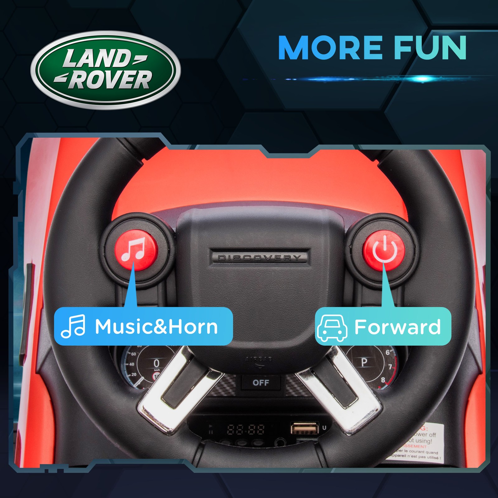 Qaba 2 in 1 Land Rover Licensed 6V Ride On Car, Sliding Car, Red