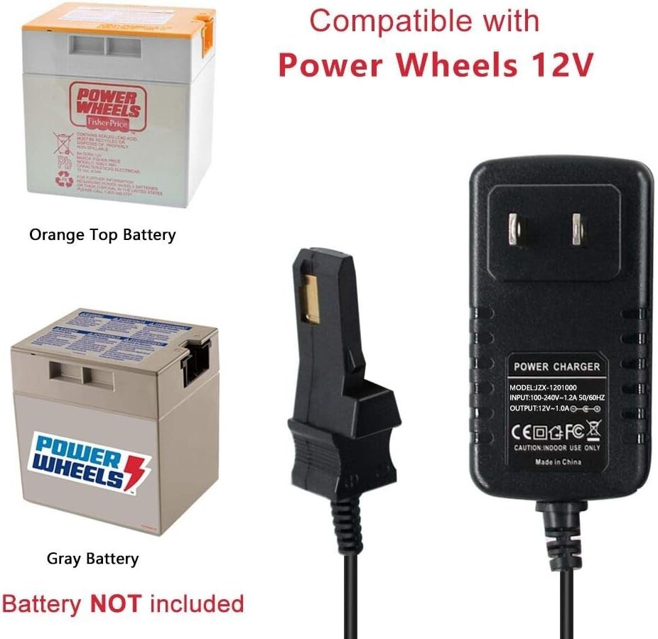 Certified 12V Battery Charger for Power Wheels Ride-On Toys – 1A Output