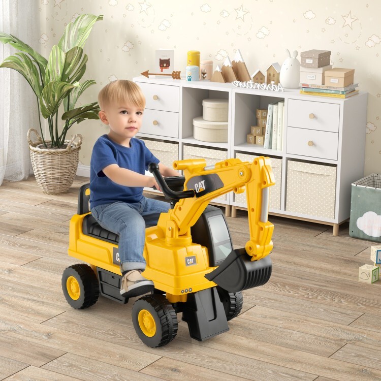 Kids Excavator Ride-On Digger Car Toy Gift Toddlers With Hidden Storage Space