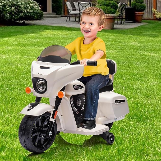 6V Kids Motorcycle,Indian Licensed Electric Motorbike w/ Toddler Training Wheels