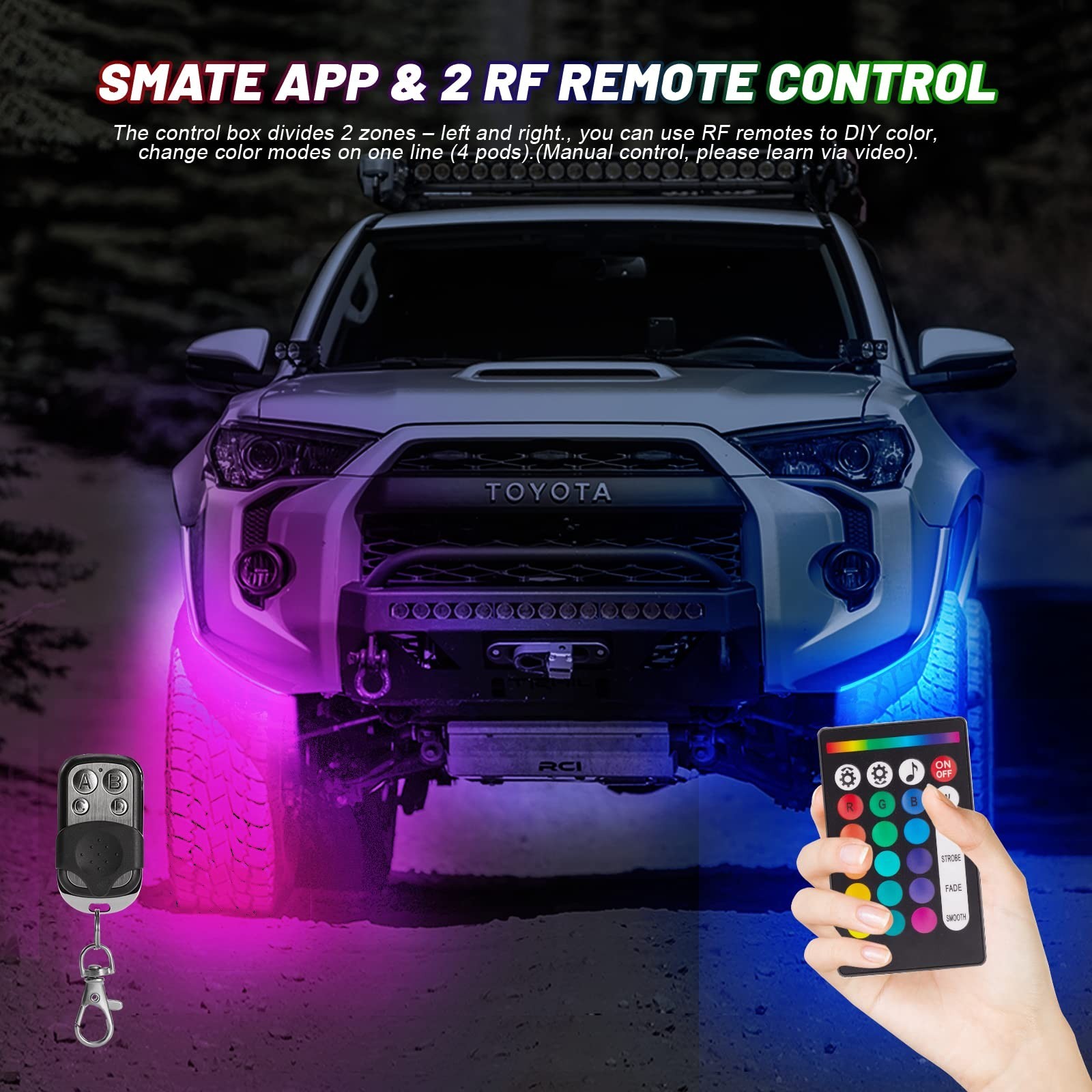 6 Pods RGB LED Rock Lights for UTV ATV Golf Cart Truck RZR Offroad Pickup SUV…