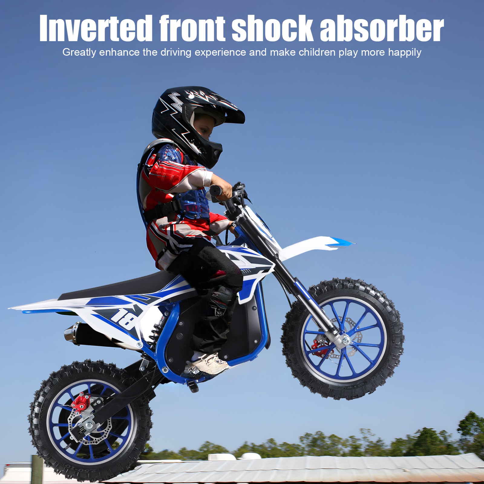 36V Electric Dirt Bike for Kids 350W Electric Motorcycle Dirt 10″Tires, Blue