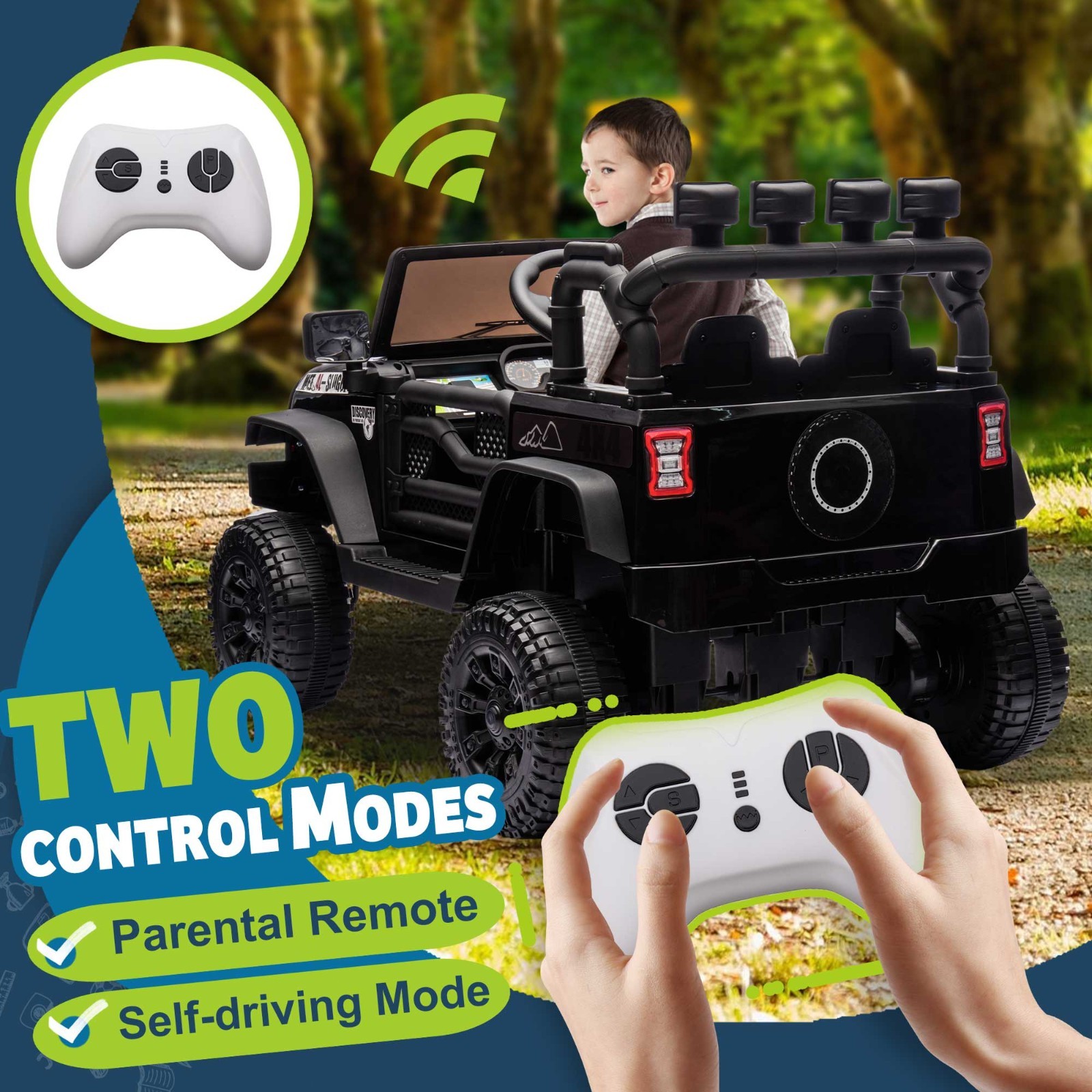 24V Kids Ride on Car Truck with Remote Control 4WD Electric Car Toys 2 Seater