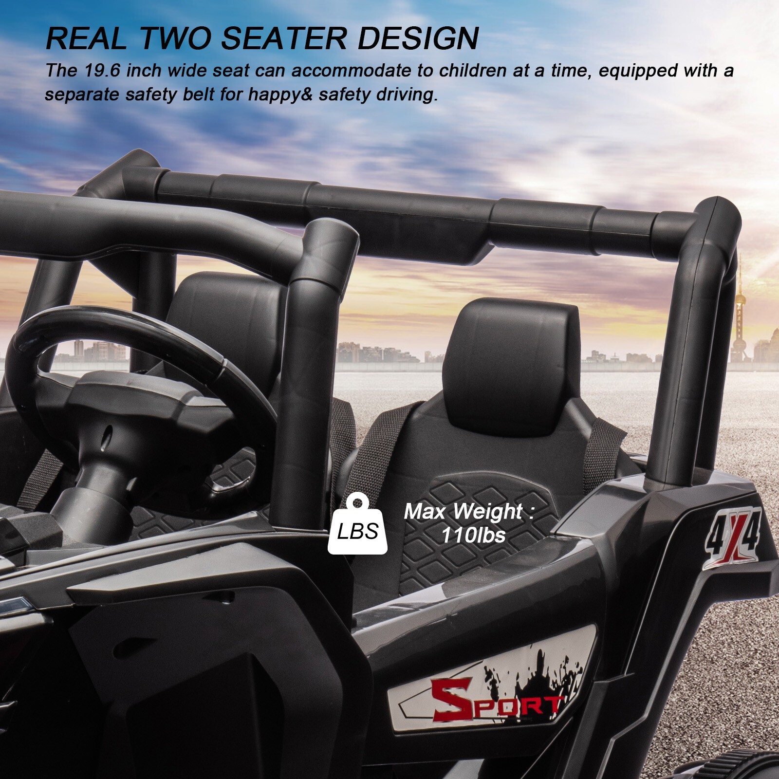 Ride On UTV Cars 2 Seater,24V 4WD Off-Road Electric Vehicles With Remote Control