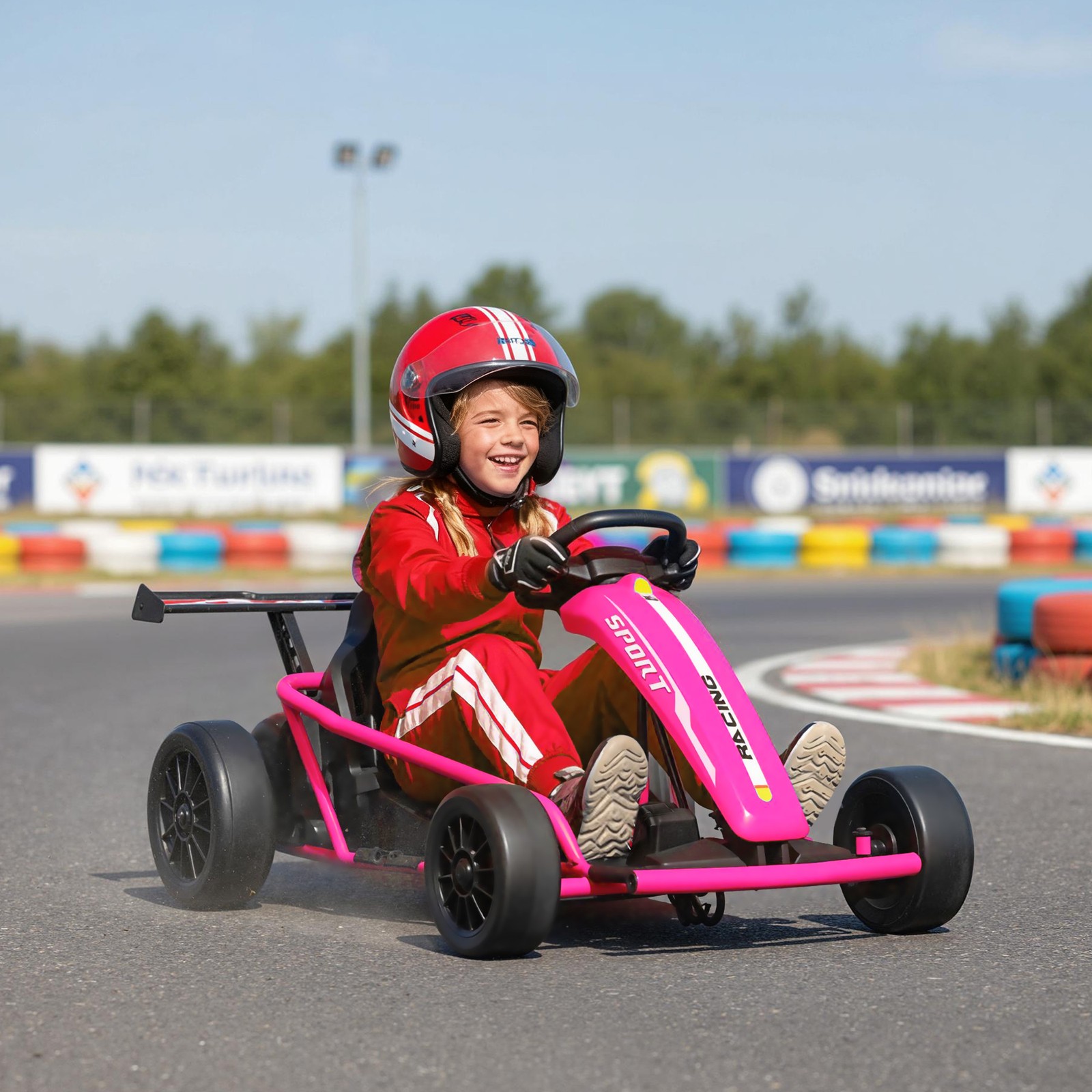 24V 8.1 MPH Electric Drift Kart for Kids with Dual Motors, Pink
