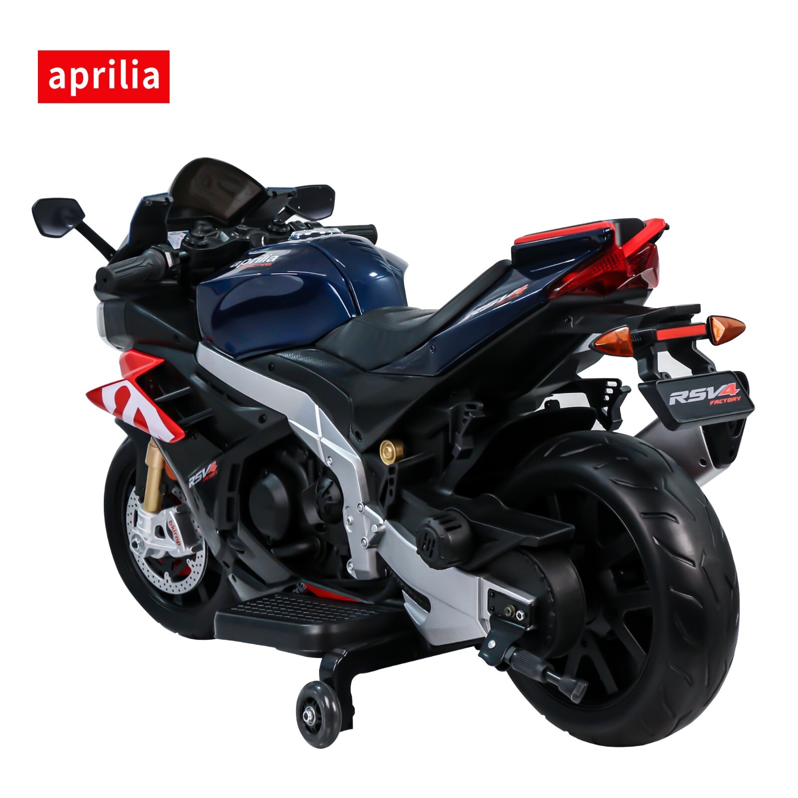 24V Kids Electric Motorcycle 12mph Dirt Bike Blue 250W Motor Bluetooth Music LED