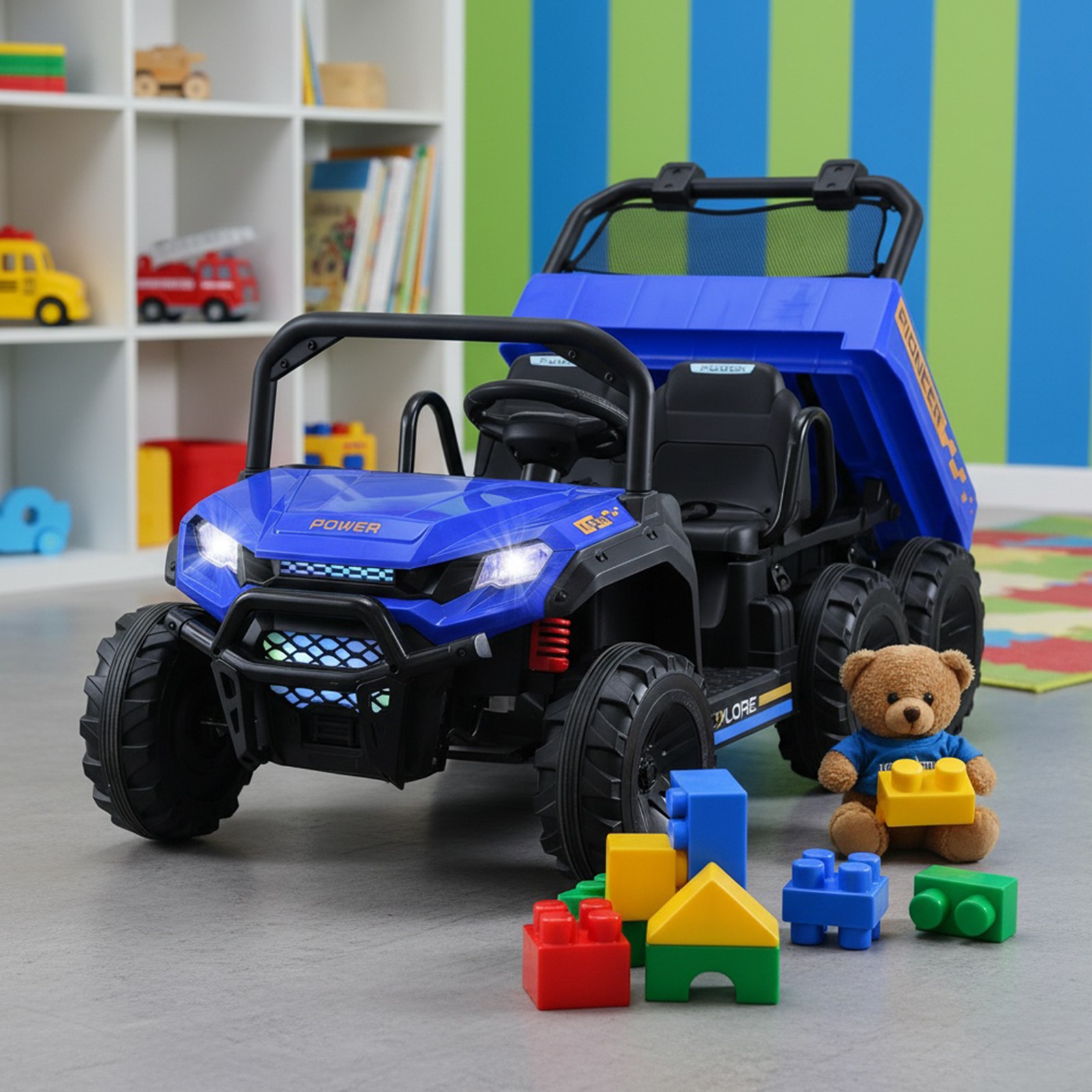 24V Ride on Dump Truck Car w/ Remote Control 2 Seater 4WD 6-Wheels Ride On Toy