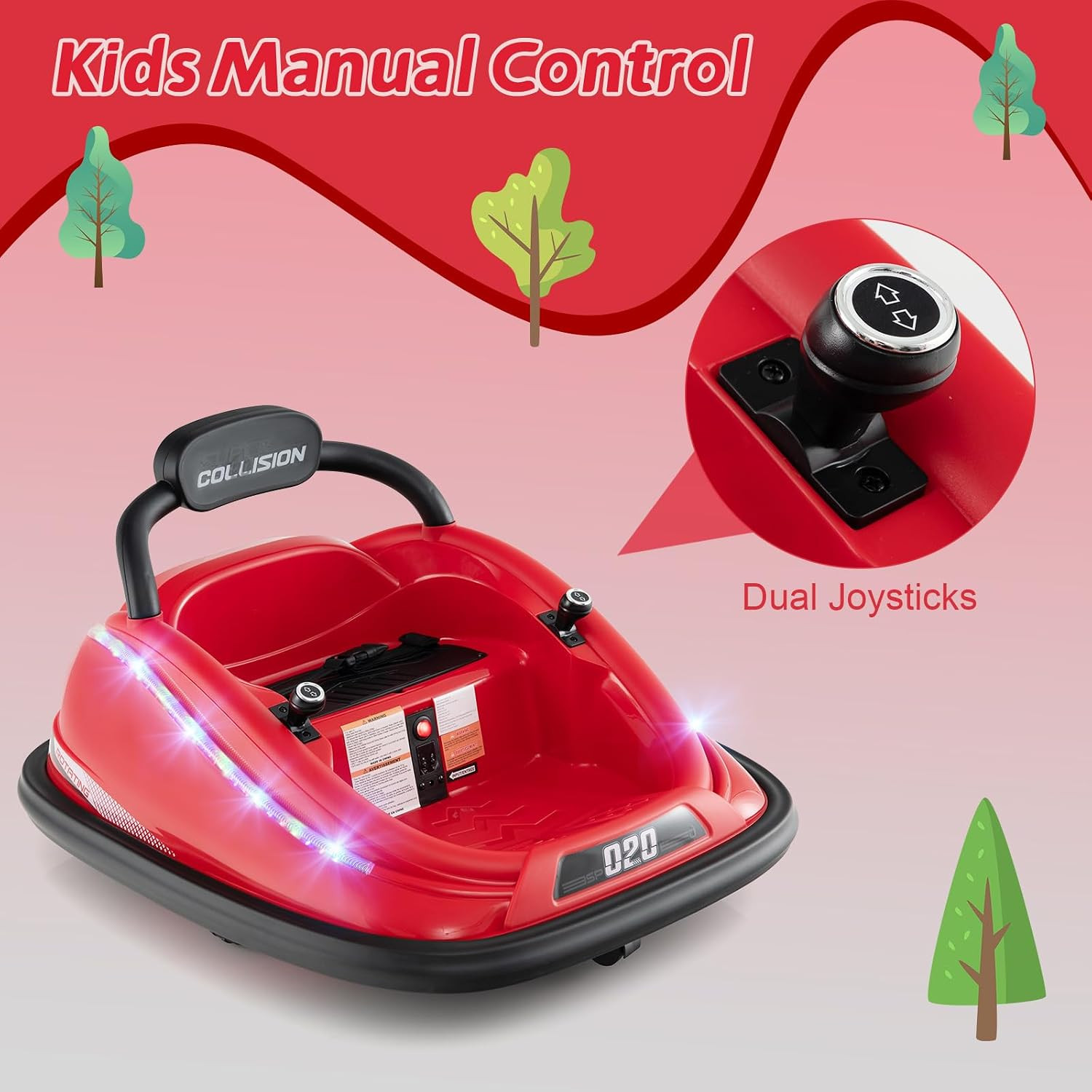 Bumper Car for Toddlers, 12V Kids Electric Ride on Toy with Remote Control, Batt